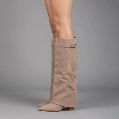 Lila Thigh High Boots | Women's Black Leather with Buckle Detail 4