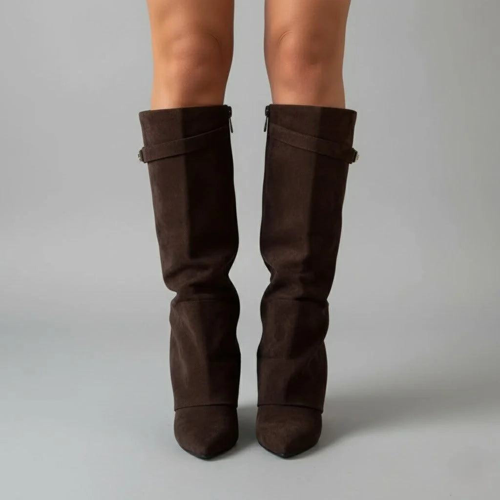 Lila Thigh High Boots | Women's Black Leather with Buckle Detail 6