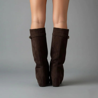 Lila Thigh High Boots | Women's Black Leather with Buckle Detail 8