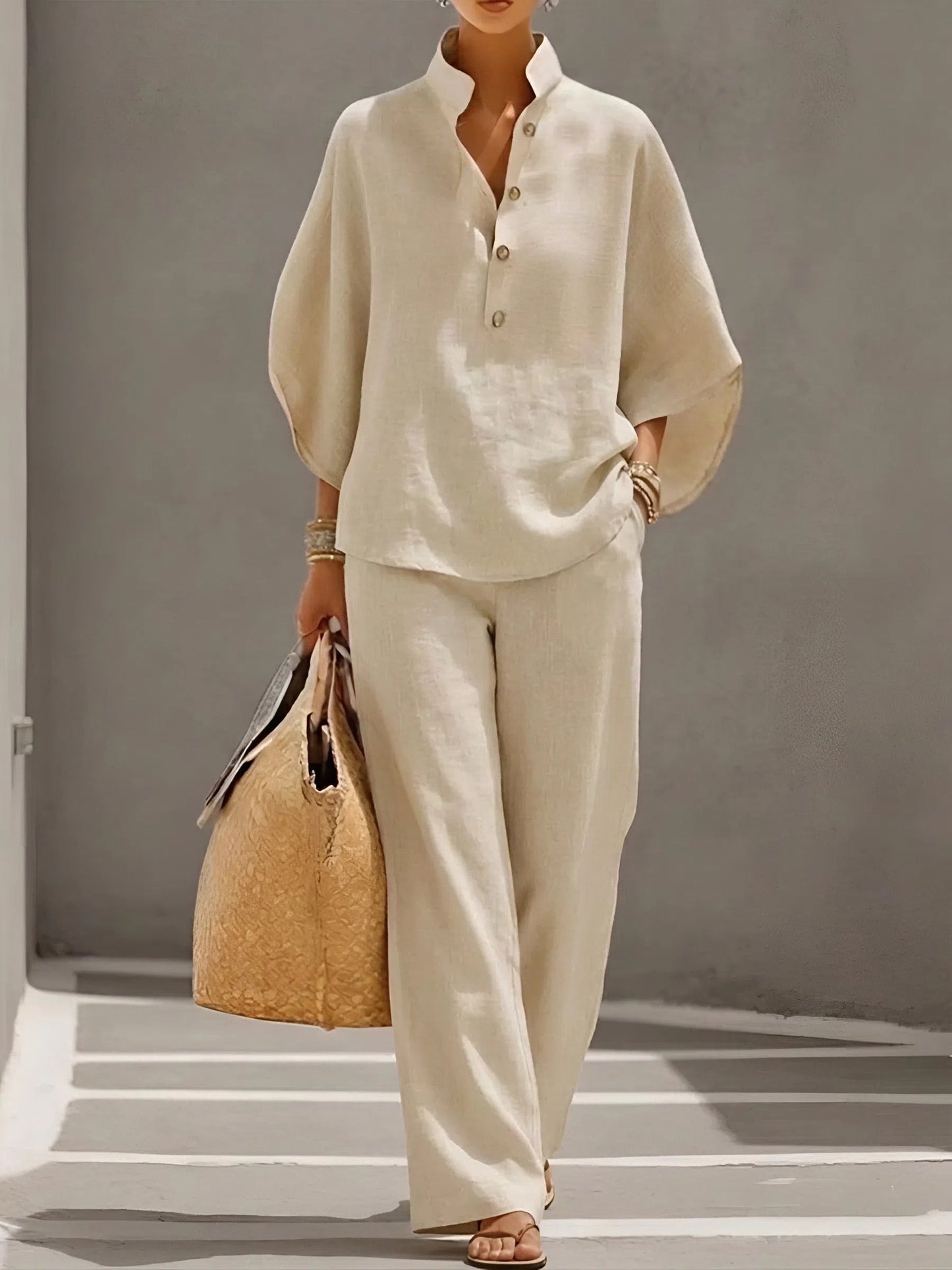 Lilia | Button Up Blouse Relaxed Set 0