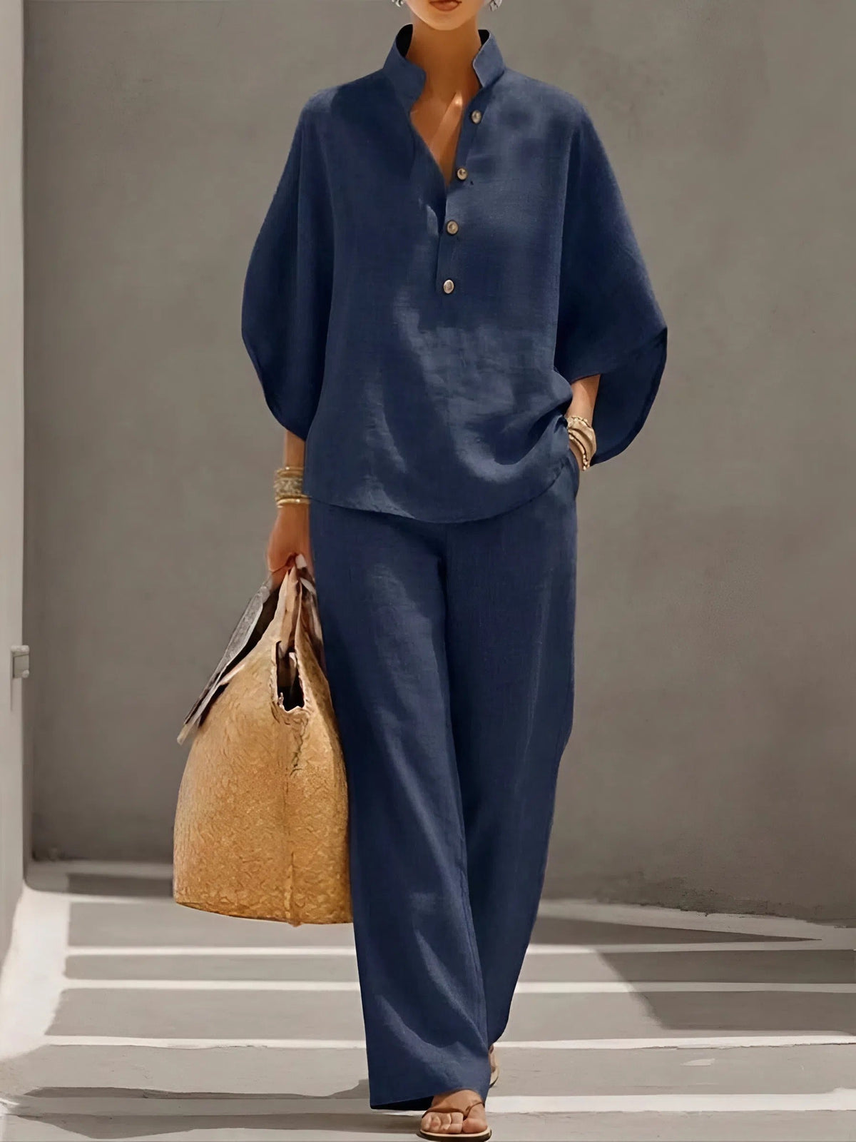 Lilia | Button Up Blouse Relaxed Set 1