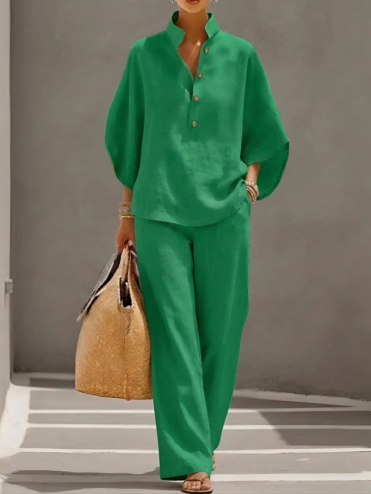 Lilia | Button Up Blouse Relaxed Set 2
