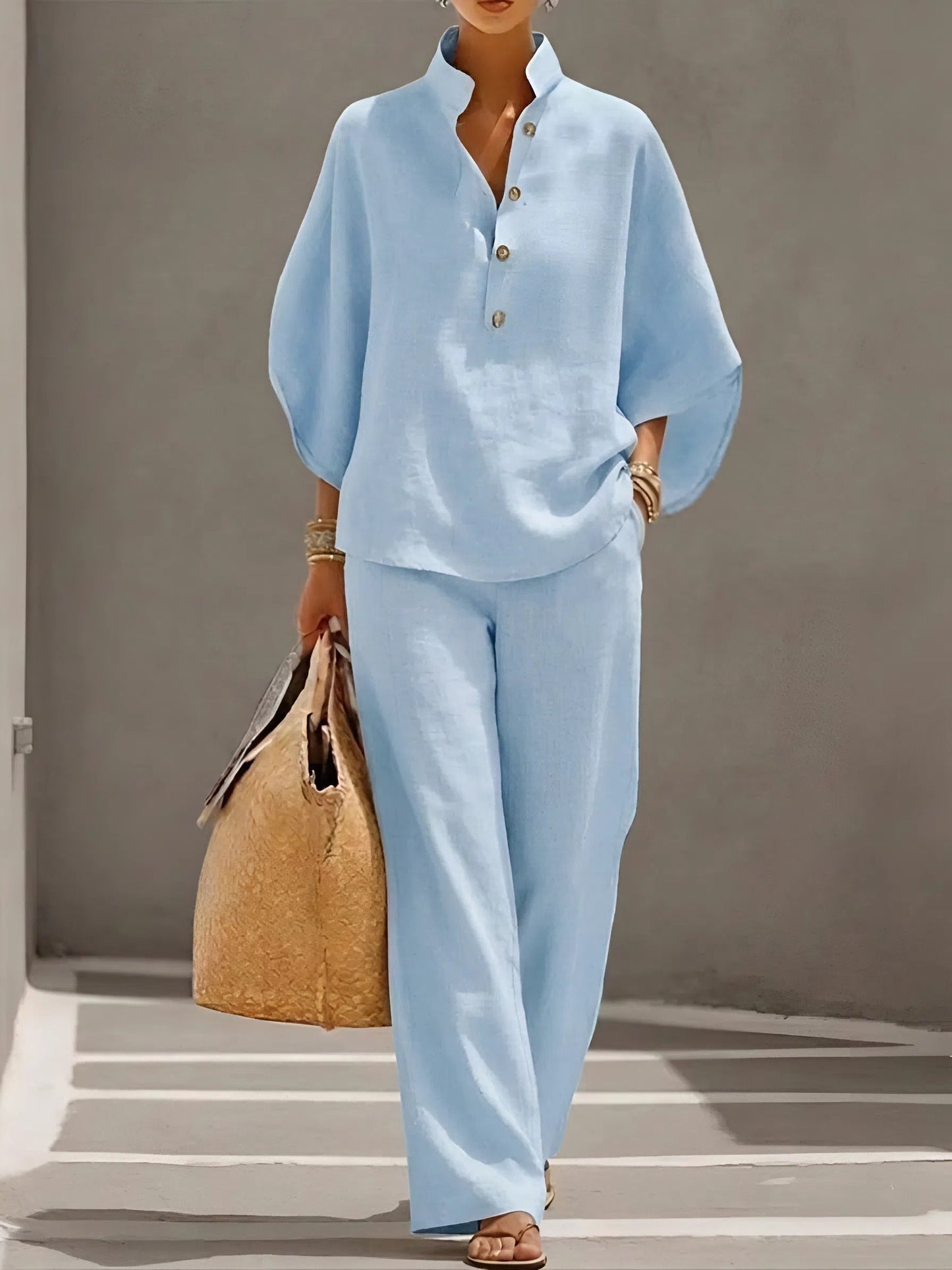 Lilia | Button Up Blouse Relaxed Set 3