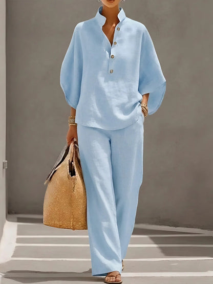 Lilia | Button Up Blouse Relaxed Set 3