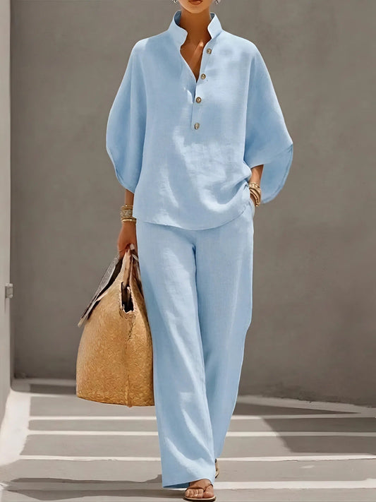 Lilia | Button Up Blouse Relaxed Set 3