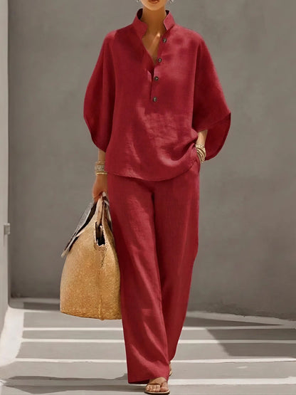Lilia | Button Up Blouse Relaxed Set 5