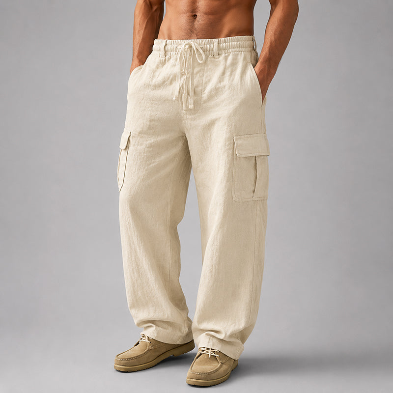 Linen Cargo Pants for Women with Adjustable Waistband | Lightweight & Breathable for Warm Weather Comfort 1