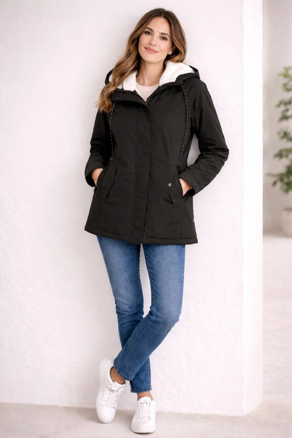 Liora Black Puffer Jacket | Hooded, Padded Insulation for Women 7