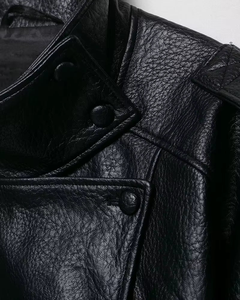 Liora Women's Jacket | Faux Leather, Long Sleeve Chic Outerwear 5