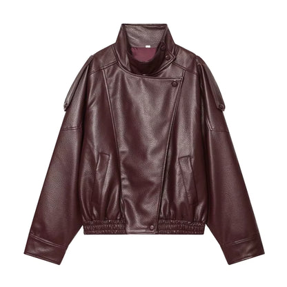 Liora Women's Jacket | Faux Leather, Long Sleeve Chic Outerwear 6