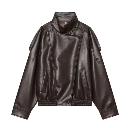Liora Women's Jacket | Faux Leather, Long Sleeve Chic Outerwear 8