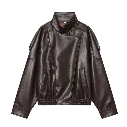 Liora Women's Jacket | Faux Leather, Long Sleeve Chic Outerwear 8