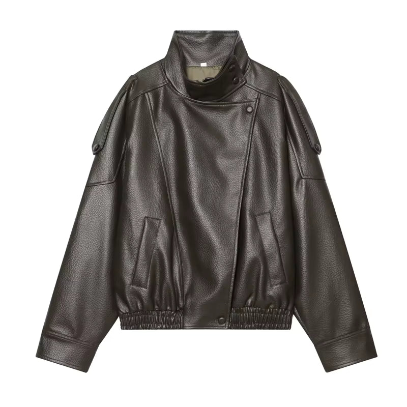 Liora Women's Jacket | Faux Leather, Long Sleeve Chic Outerwear 9
