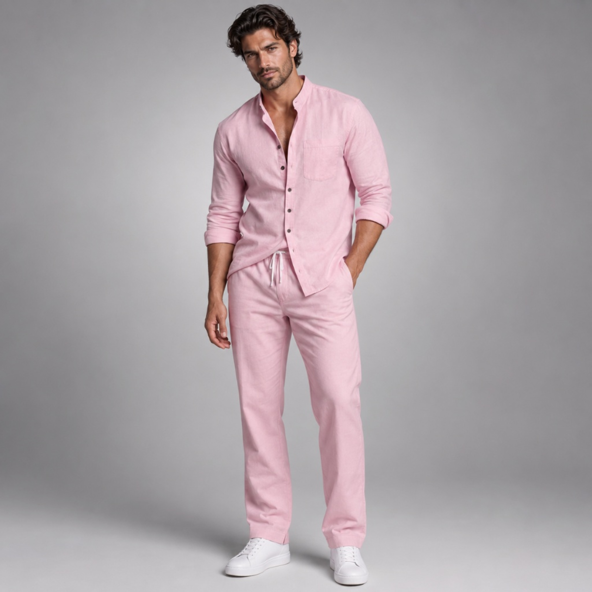Long Sleeve Linen Shirt and Trousers Set – Elevated Summer Co-Ord 0