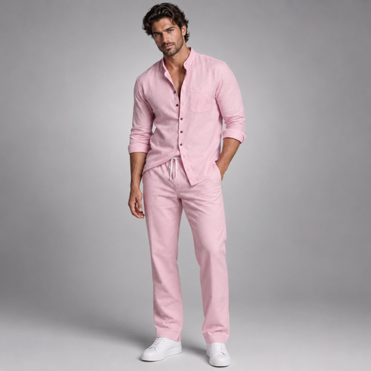 Long Sleeve Linen Shirt and Trousers Set – Elevated Summer Co-Ord 0