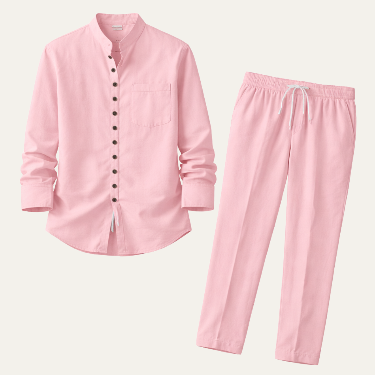 Long Sleeve Linen Shirt and Trousers Set – Elevated Summer Co-Ord 1