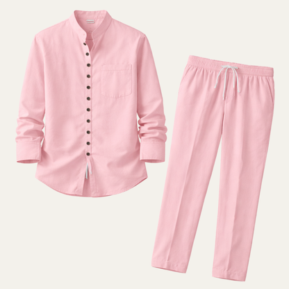 Long Sleeve Linen Shirt and Trousers Set – Elevated Summer Co-Ord 1