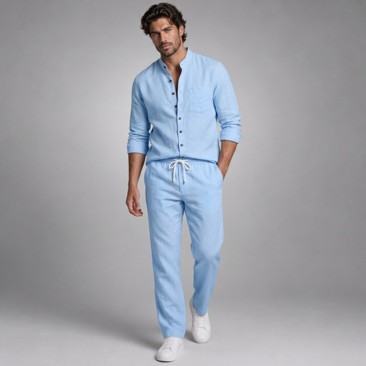 Long Sleeve Linen Shirt and Trousers Set – Elevated Summer Co-Ord 3