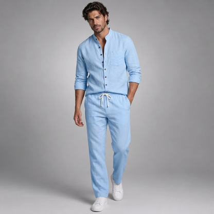 Long Sleeve Linen Shirt and Trousers Set – Elevated Summer Co-Ord 3