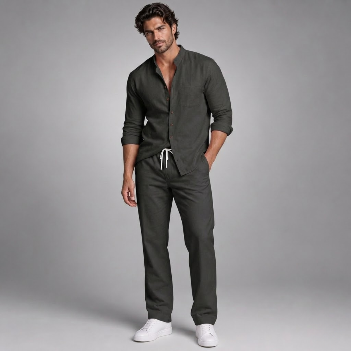 Long Sleeve Linen Shirt and Trousers Set – Elevated Summer Co-Ord 5