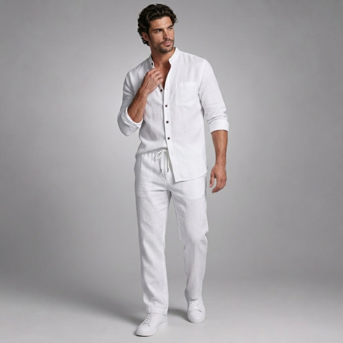 Long Sleeve Linen Shirt and Trousers Set – Elevated Summer Co-Ord 7