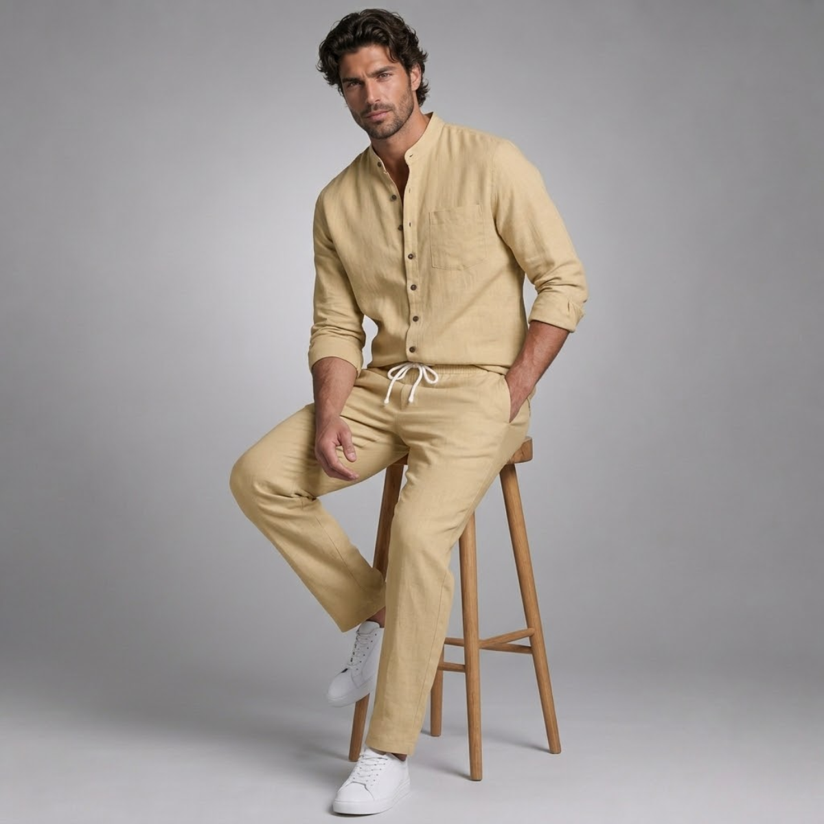 Long Sleeve Linen Shirt and Trousers Set – Elevated Summer Co-Ord 9