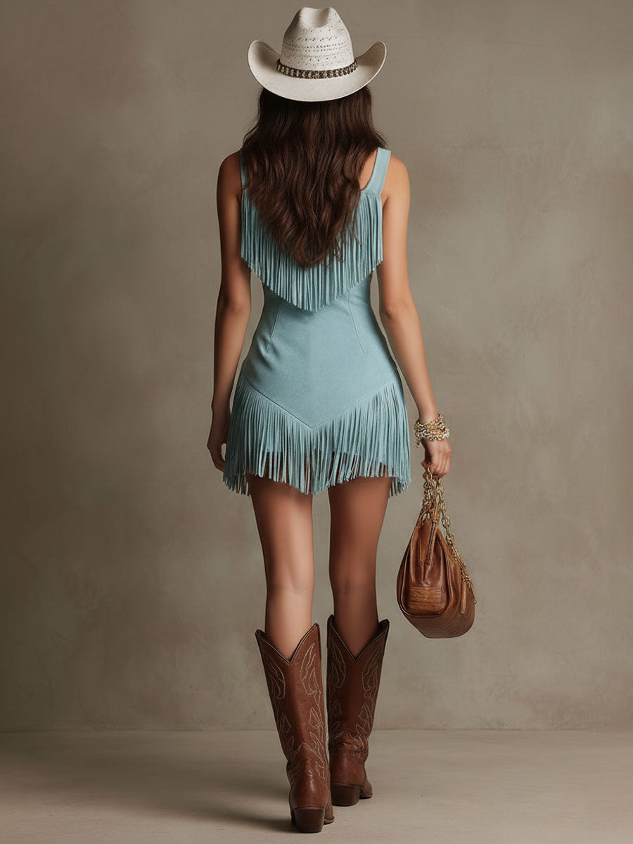 Lorena | Sleeveless Fringe Mini Dress 3