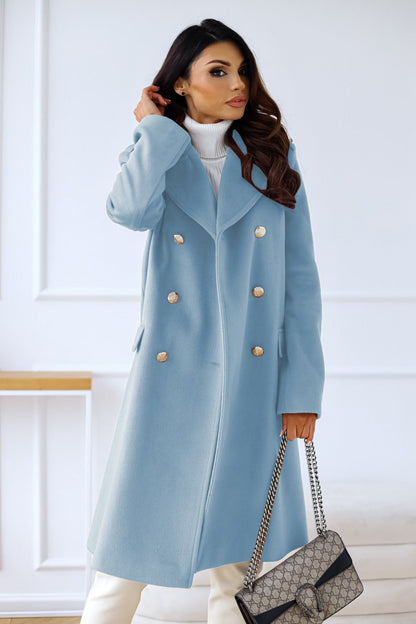 Loretta Women's Winter Wool Coat - Sophisticated Double-Breasted Trench Style