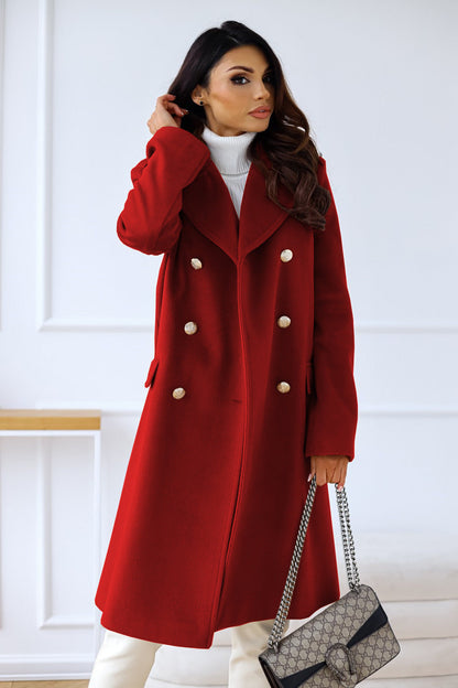 Loretta Women's Winter Wool Coat - Sophisticated Double-Breasted Trench Style