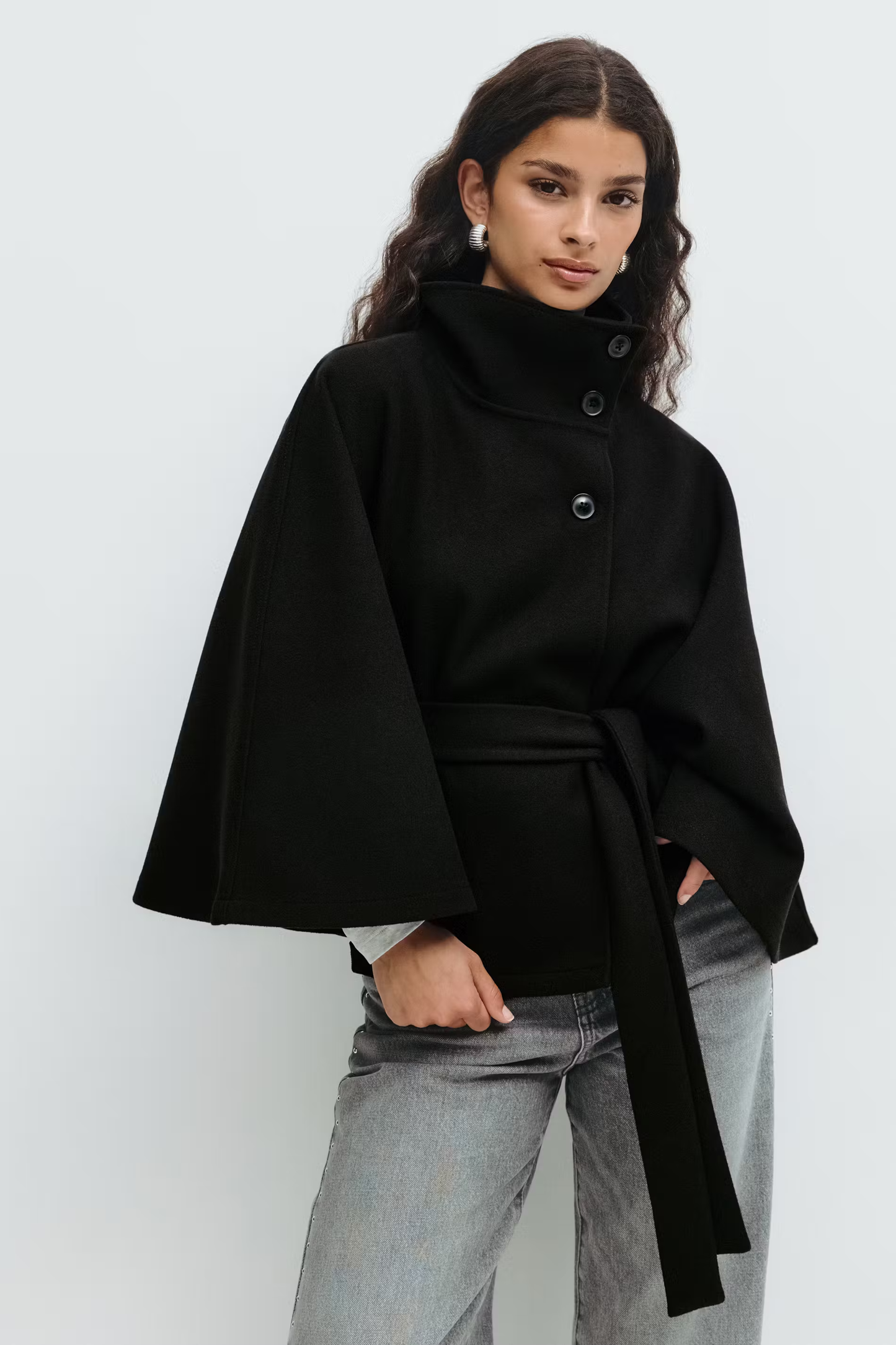 LorezaCape Women's Winter Cape Coat with High Collar – Elegant, Chic & Cozy