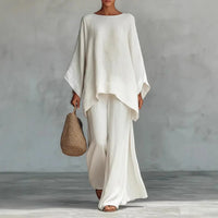 Lorraine | Women's Asymmetrical Top Wide Leg Pants Set 0