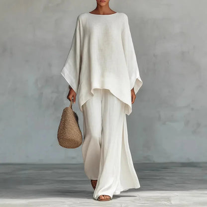 Lorraine | Women's Asymmetrical Top Wide Leg Pants Set 0