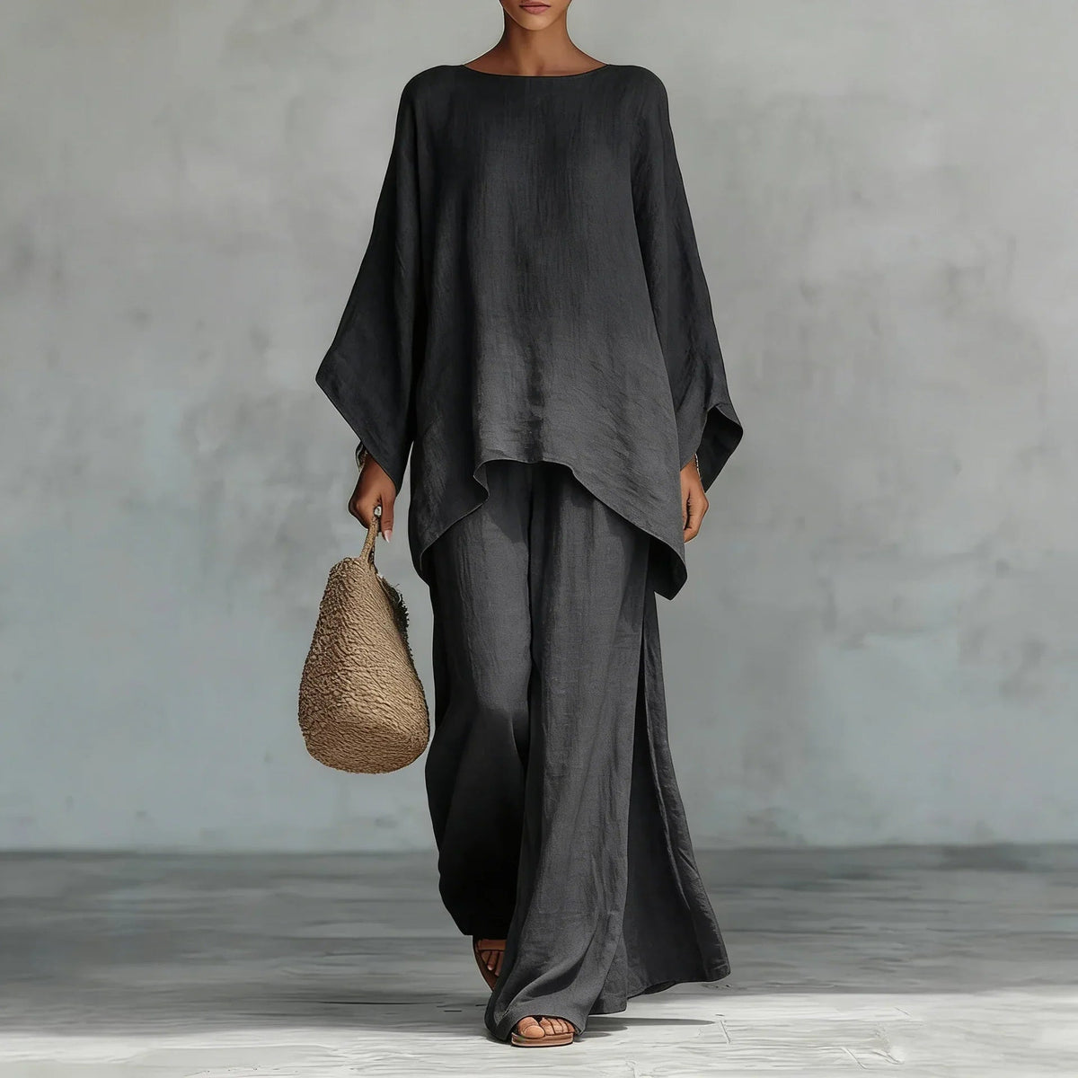 Lorraine | Women's Asymmetrical Top Wide Leg Pants Set 1