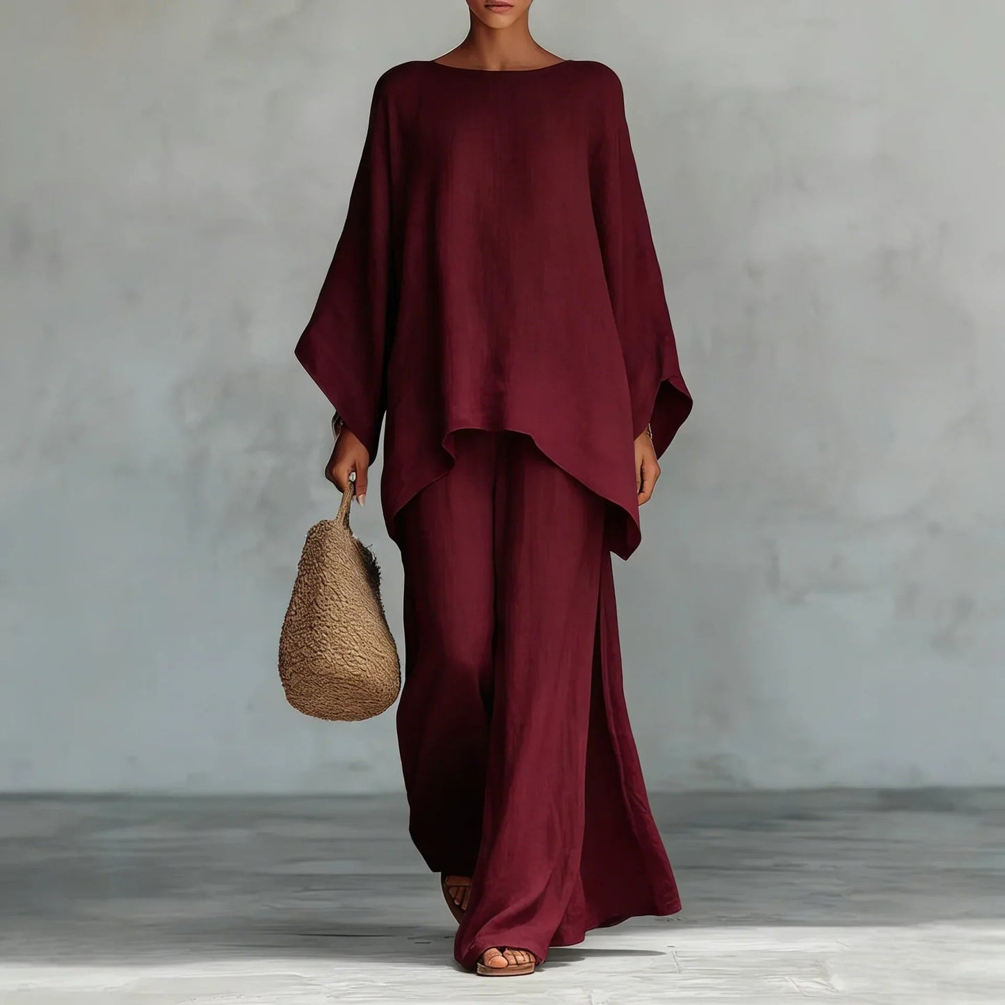 Lorraine | Women's Asymmetrical Top Wide Leg Pants Set 2