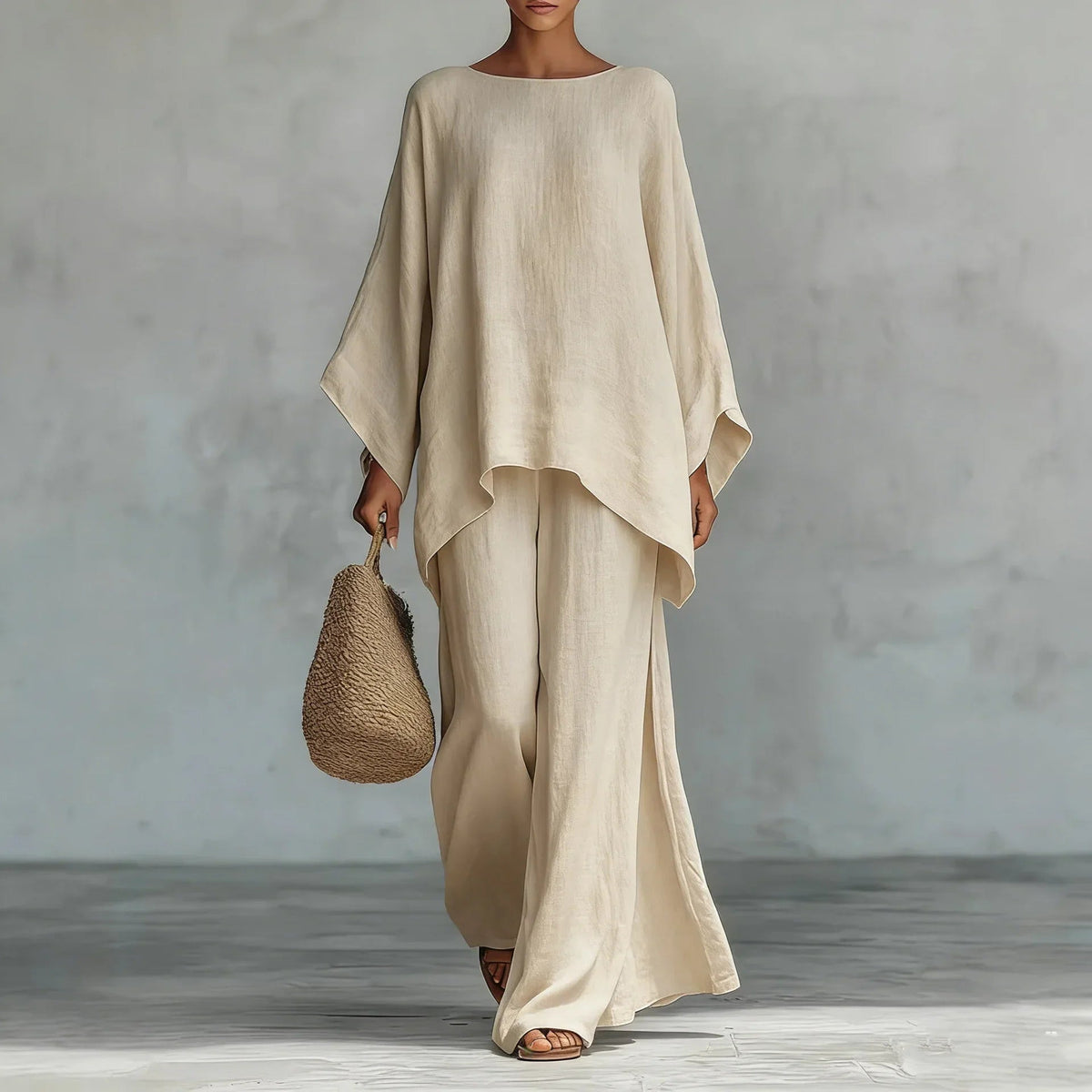 Lorraine | Women's Asymmetrical Top Wide Leg Pants Set 3