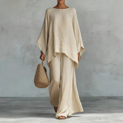 Lorraine | Women's Asymmetrical Top Wide Leg Pants Set 3