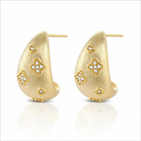 Lumière Clover Dome Stud Earrings - 14K Gold Plated 0