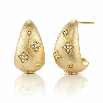 Lumière Clover Dome Stud Earrings - 14K Gold Plated 2