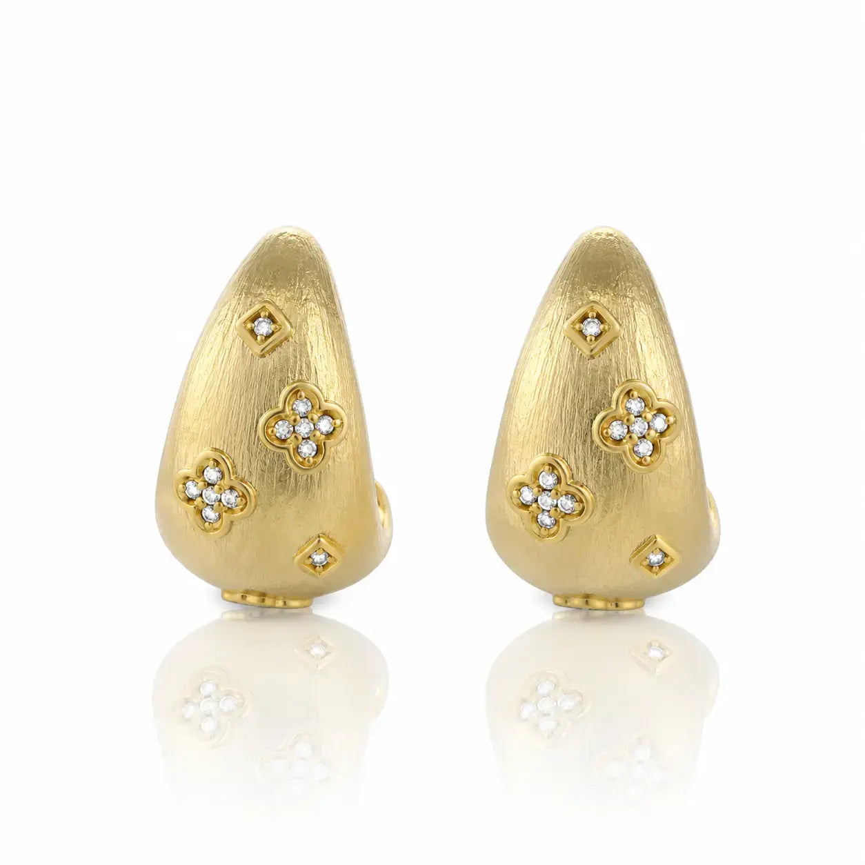 Lumière Clover Dome Stud Earrings - 14K Gold Plated 3
