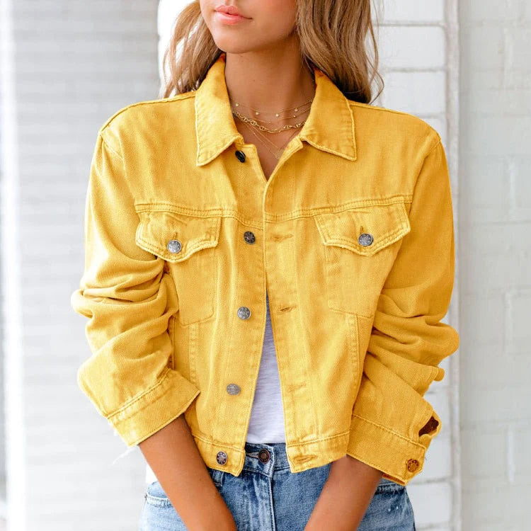 Luna Denim Jacket | Solid Color, Turn-Down Collar, Durable Cotton Blend 2