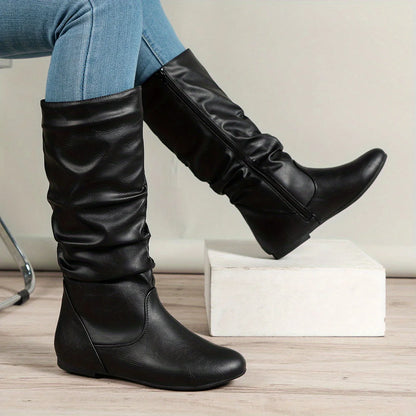 Luna Knee High Boots | Women's Brown Leather with Side Zip 4