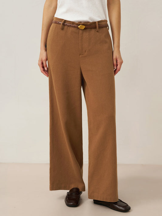 Lyocell Linen Drawstring Straight Leg Pants RACHEL 0