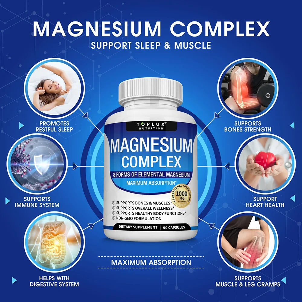 Magnesium Complex Supplement for Sleep Support with 1000MG Glycinate & Citrate Blend 2