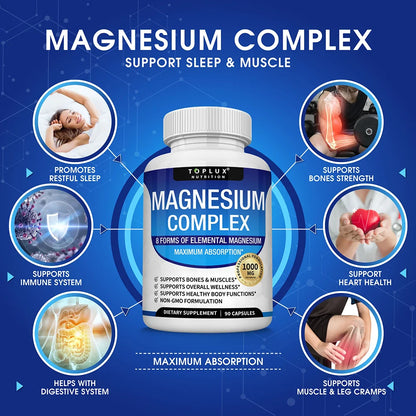 Magnesium Complex Supplement for Sleep Support with 1000MG Glycinate & Citrate Blend 2
