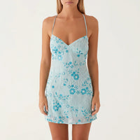 Margarita | Floral Embroidered Mini Dress 0