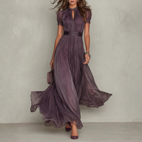 Marianne | Lace Trim Chiffon Maxi Dress 0