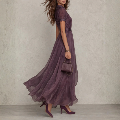 Marianne | Lace Trim Chiffon Maxi Dress 2
