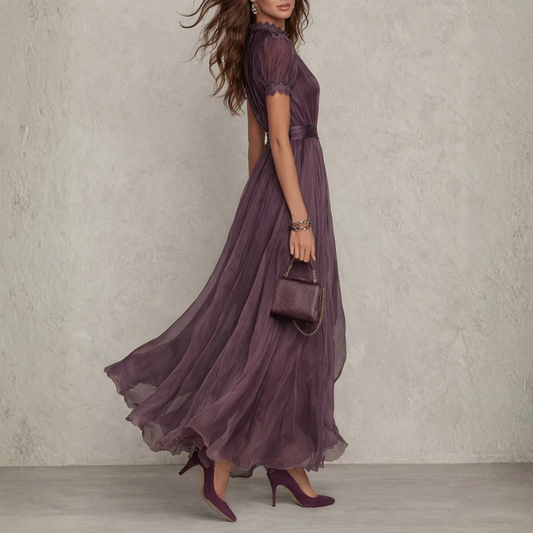 Marianne | Lace Trim Chiffon Maxi Dress 2