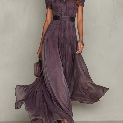 Marianne | Lace Trim Chiffon Maxi Dress 3