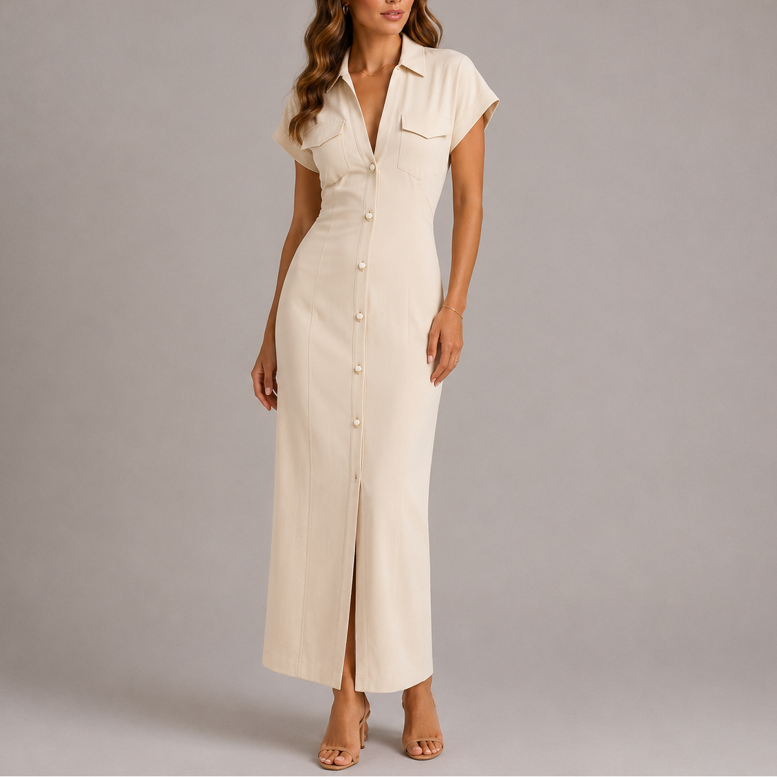 Marta | Tailored Denim Midi Dress with Side Zip 2